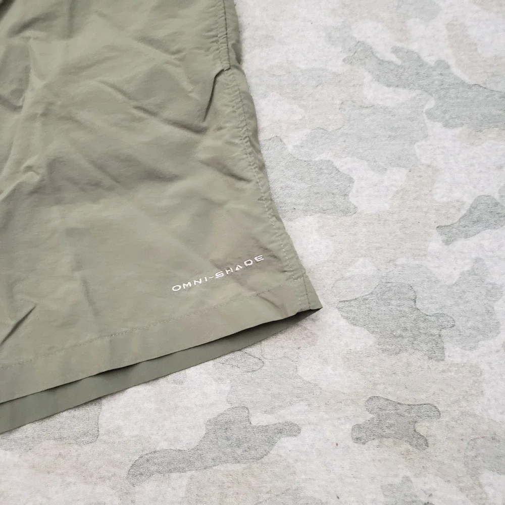 Columbia PFG Shorts Mens Medium Green Omni-Shade Drawstring Fishing Hiking Camp